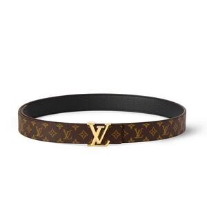 Louis Vuitton Monogram Canvas LV Initiales Belt Brown Gold 95 / 38
